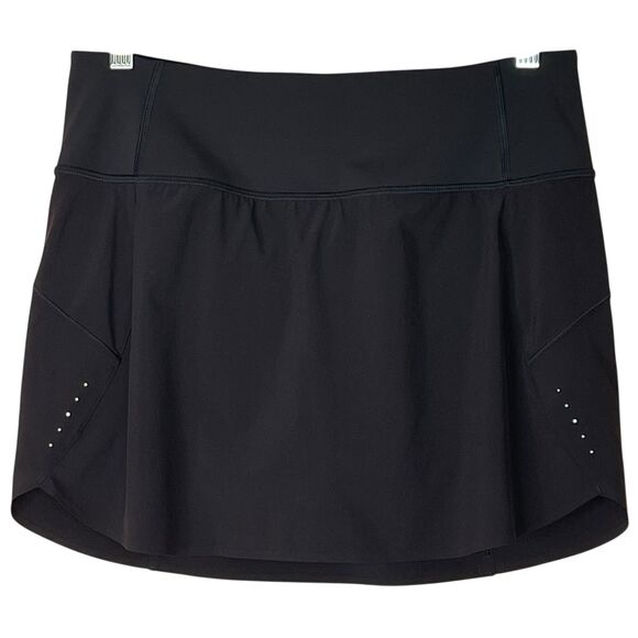Athleta Run With It 14" Skort Black Size S Small Pockets Skirt Shorts Running - Picture 2 of 8
